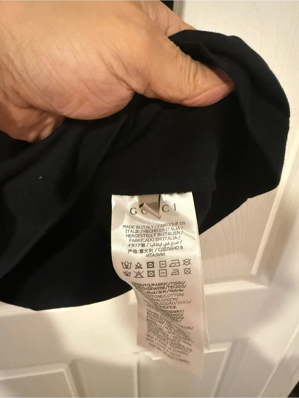 Gucci The North Face Black Logo Short Sleeve Tee with Yellow and Green Accents